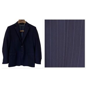 Ermenegildo Zegna Loop SFA Wool Silk Classic Fit Blazer Navy Stripe Career 42S